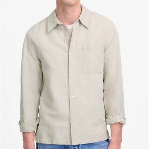 Madewell Mens Small Beige Button-Up Shirt‎ in Cotton-Linen Blend Long Sleeve NEW
